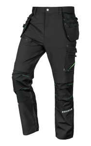 Mix&Match work trousers, 4 way stretch, with holsters, Cordura, black, size M