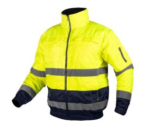 Warning work jacket 3in1, insulated, yellow and navy blue, size XXL