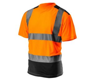 High visibility T-shirt, dark bottom, orange, size S