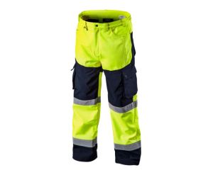 High vision working trousers, softshell, yellow, size XXXL