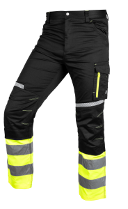 Waarschuwingsbroek, zwart en geel, maat XL
