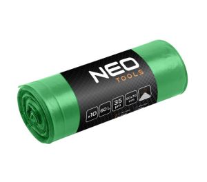 Afvalzakken 60 L, groen met tape, 35 mic, 10 st.