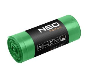 Afvalzakken 200 L, groen met tape, 40 mic, 10 st