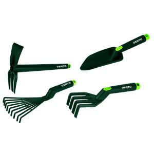  Handgereedschapset van 4 stuks, gemaakt van plastic (harken, klauwen, schep, houweel/klauwen)