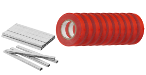 Set van 10 stuks x 25 m tape en 10.000 nietjes.