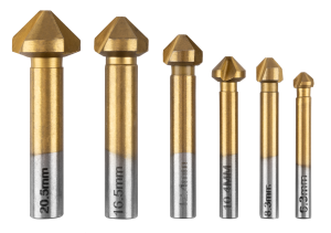 TiN verzinkboren, 6,3-20,5 mm, set van 6 stuks
