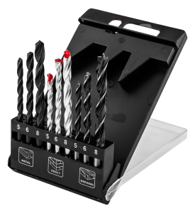 Set boren voor metaal, hout, baksteen: 5, 6, 8 mm, 9 stuks.