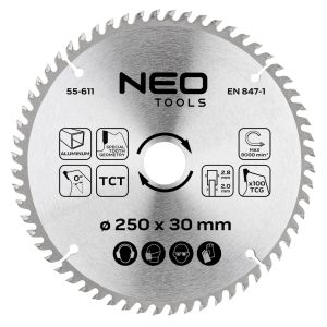 Zaagblad, widia, 250 x 30 mm, 100 tanden, voor aluminium