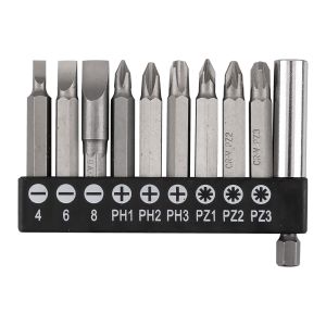 Bitset SL4/6/8, PH1/2/3, PZ1/2/3 x 50 mm, met 60 mm magnetische houder, 10 stuks