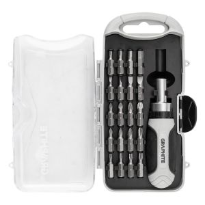 Bitset met magnetische houder met ratel 115 mm, 21 stuks.