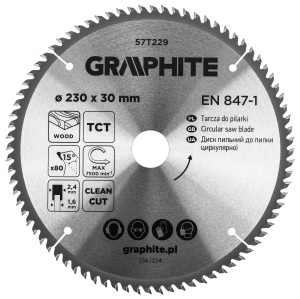 Zaagblad, widia, 230 x 30 mm, 80 tanden