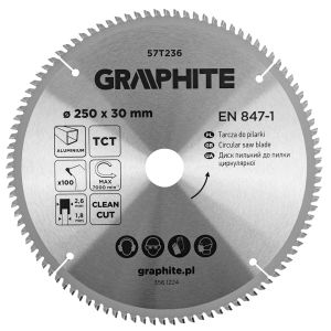 Zaagblad, widia, 250 x 30 mm, 100 tanden, voor aluminium