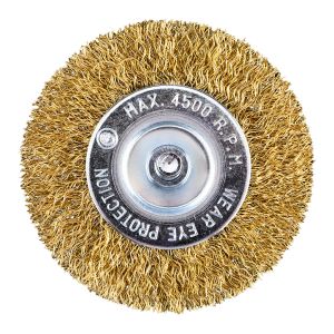 80 mm schijfdraadborstel, gegolfd draad, messing, met 6 mm schacht
