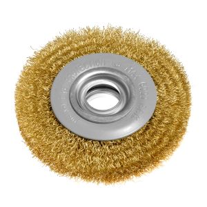 Schijfdraadborstel 100 x 20 mm, gegolfde draad, messing