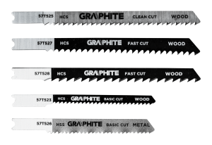 Decoupeerzaagbladenset, 6 TPI, 8 TPI, 10 TPI, 12 TPI, HCS, U-klauwplaat, 5 stuks