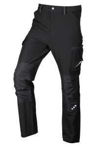 Mix&Match work trousers, 4 way stretch, black-green, size L
