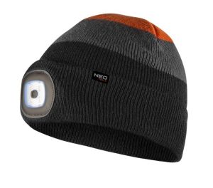 Muts met LED zwart ,grijs, oranje