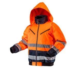 High vision working jacket, insulated, orange, size L
