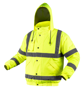 Werkjas highlights, licht geïsoleerd, bomberjack, geel, maat XL