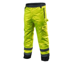 High vision working trousers, insulated, yellow, size XXXL