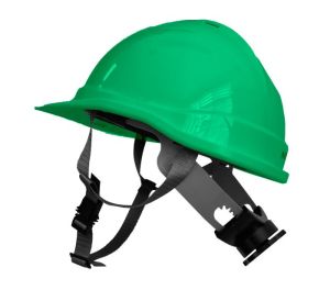 Industriële helm met kinband, groen