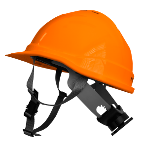 Industriële helm met kinband, oranje