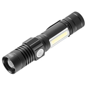 Zaklamp 2 in 1, CREE T6 + COB LED op Accu