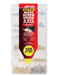 Haak en schroef oog assortiment 125x
